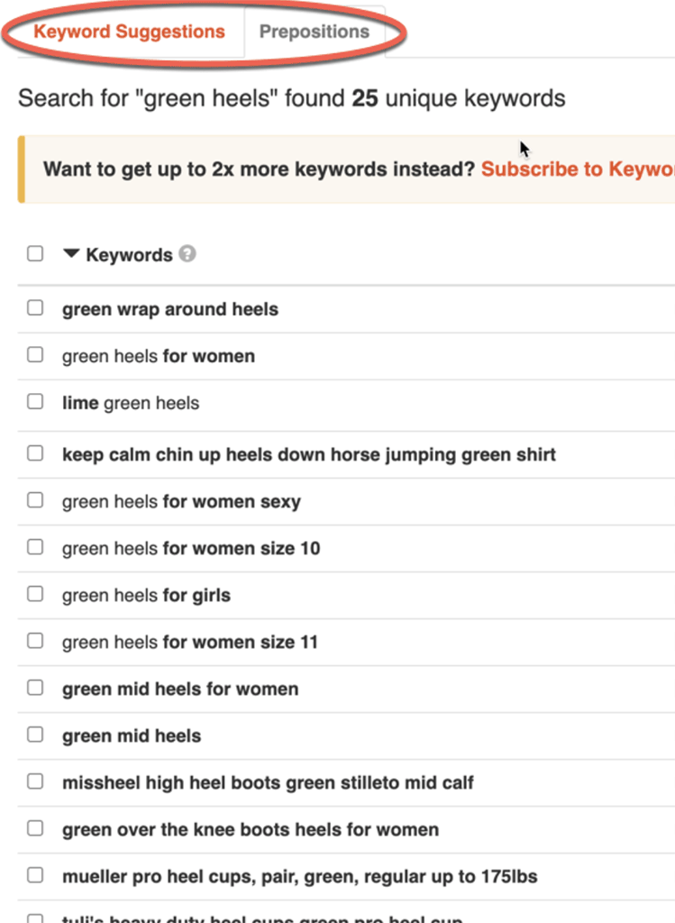 Keyword Search Suggestions on Amazon